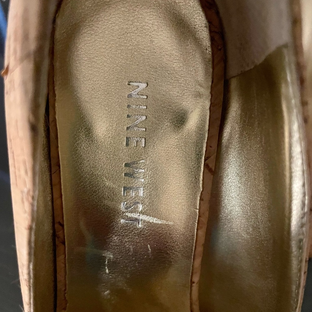 NINE WEST Cork Peep Toe Heels sz 6 - Picture 4 of 7